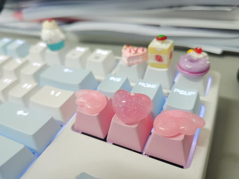 Handmade Cute Keycaps,Compatible with Cherry MX Switches Mechanical Keyboard Pink PBT Keycap,Computer Gaming Keyboards Key Caps,Artisan ESC OEM Pr...