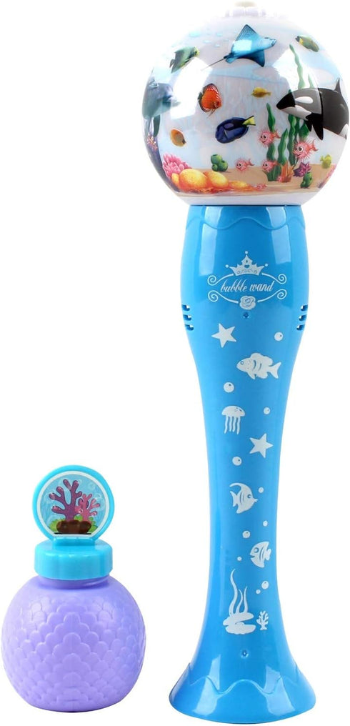 Bubble Blower Ocean Theme Wand Blows Hundreds Per Minute with Light Music Includes Soap Solution Battery Operated Blaster Gun Kids Party Shooter T...