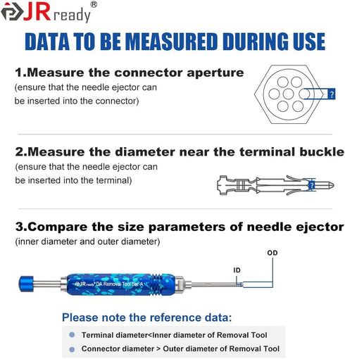 JRready DAP-T260300 Terminal Extractor Tool for HARTING/TE Heavy Duty 10A Series Connector Contacts, Male/Female Pin Removal Tool, ID: 0.102'',OD:...