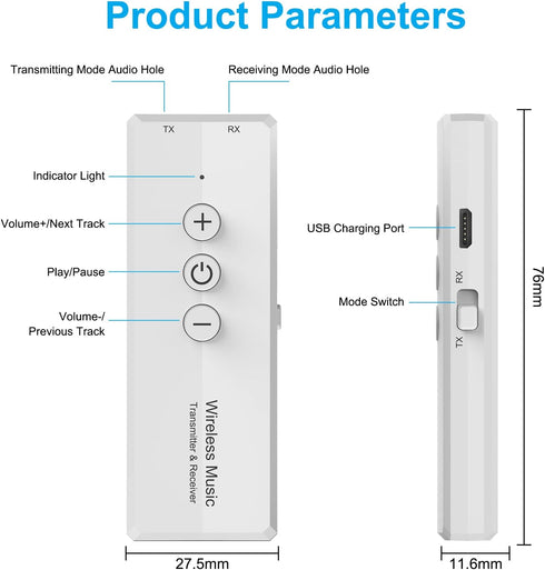 Isobel Bluetooth Transmitter/Receiver with Audio 3-in-1, Rechargeable Bluetooth Adapter for TV,Bluetooth Audio Receiver for Car Stereo System...