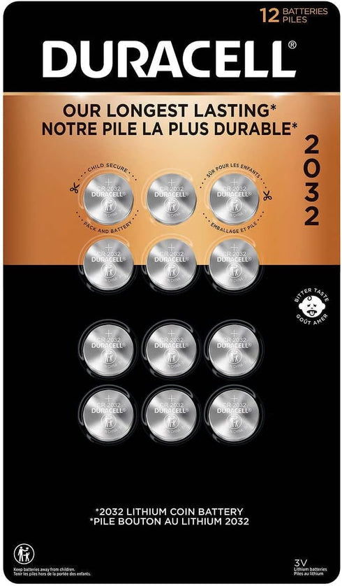 12 Duracell DL2032 Duralock Lithium Batteries Cell Button Electronics (2x6)...