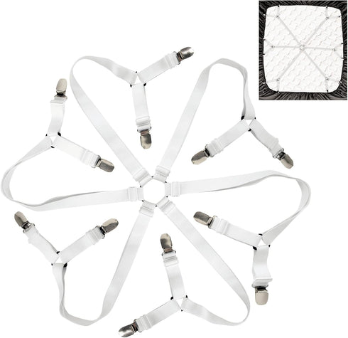Sheet Straps Bed Sheet Holder Straps, Fitted Sheet Clips Adjustable Elastic Crisscross Suspenders Bedding Accessories Bed Sheet Fasteners for Corn...
