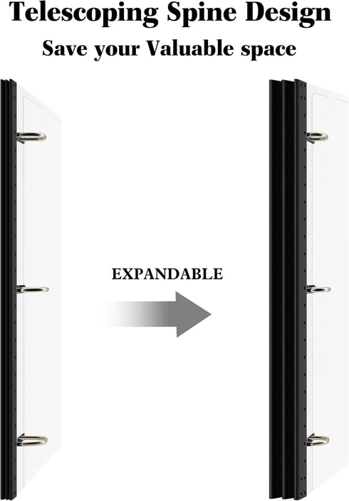 1 Inch Telescoping 3 Ring Binder - 1PCS-White?Flexible Binders with Customizable Front Cover and Clear Catalog Pocket, 1Inch Rings, 225 Sheet Capa...