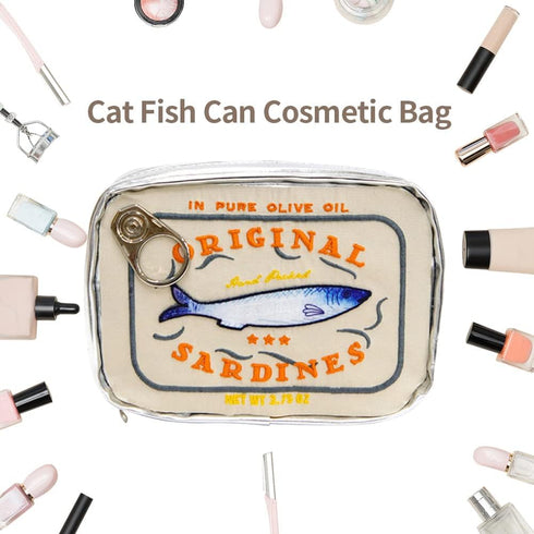 Canned Sardines Eye-catching Cute Clutch bag Makeup Case Cosmetic Bag Portable Snack Pouch bag Travel Toiletry Bags For Women Organizer Bag polyes...