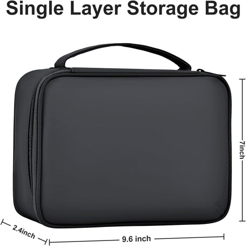 Large Capacity Electronics Accessories Organizer Travel Case with Adjustable Divider Waterproof Leather Cord Organizer Case Shockproof Tech Organi...