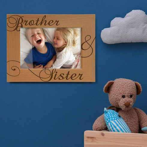 KATE POSH - Brother & Sister Engraved Natural Wood Picture Frame, Siblings Gifts, Wedding Gifts, Little Sister, Little Brother, Big Sister, Big Br...