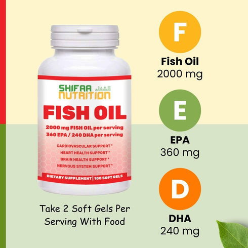 Halal Fish Oil Softgels 100 Ct, Standard Strength - Halal Omega 3 Fish Oil Supplements. Wild Caught, Non-GMO & Purified Fish Oil - Halal Vitamins...