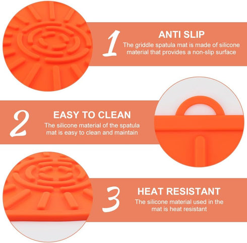 Silicone Side Shelf Mat, Griddle Spatula Mat,Grill Mat, Heat Resistant Mat, Silicone BBQ Tool Mat Grill Utensil Holder Serving Spoon Drip Pad for ...