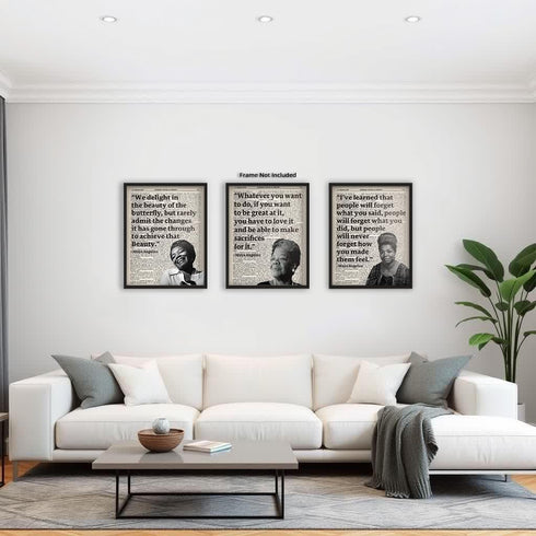Posterizer 3 pcs-Maya Angelou-Black Woman Inspiring Quotes-Afro-American Art Collection-Quotes- Living Room Bedroom Decor- unframed wall art...