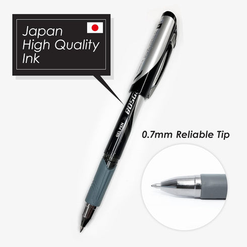 High Grade Gel Pens, Black Ink, 0.7mm Fine Point, 10 Count Pack, Quick Smooth Writing, Screw Off Cap, Gel Ink Pens, for School, Office Supplies (B...