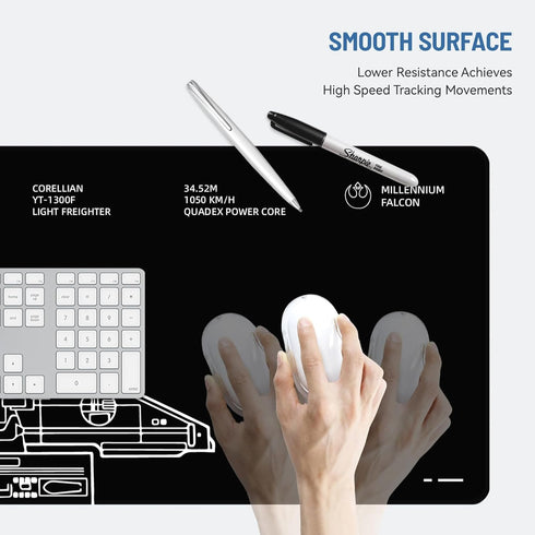 Mouse Pad Desk Mat Gaming Large Keyboard Cute Office Desktop Computer Laptop Black XXL Long Giant Big Cool Modern Design Unique for Women Girls Me...