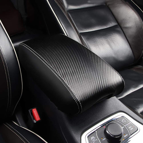 AAGiiLEEYO Car Center Armrest Covers Fit for 2011-2021 Jeep Grand Cherokee Carber Fiber Pattern Black Leather Covers Center Console Covers...