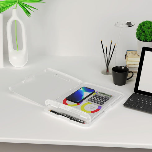 Clipboard with Storage, 8.5x11" Storage Clipboards with Pen Holder and A4 Legal Paper Folder, Heavy Duty Plastic, Folio & Side-Opening, Low Profil...