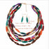 ABJFJE Womens Multi Layer Crystal Resin Choker Necklace and Drop Earring Set Fashion Multi Colored Beads Statement Clavicle Collar Bib Necklace Ea...