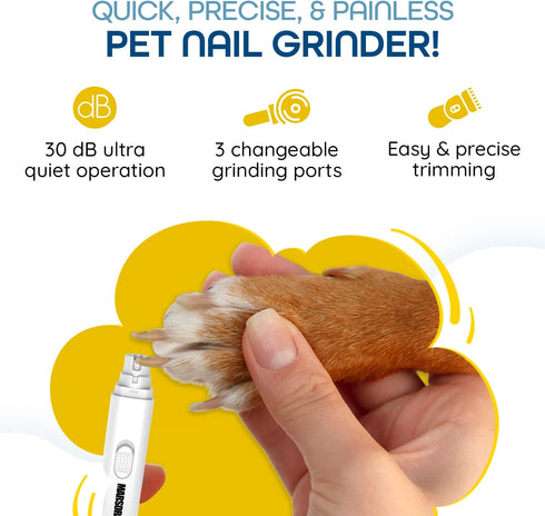 Pet Nail Grinder - Dog & Cat Nail Trimmer - Painless Paw Claw Care for Small, Medium Large Pets with Cleaning Brush - Easy and Safe Silent Pet Gro...
