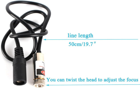650nm red line laser module industrial laser module adjustable focus line length 19.7? DC plug diameter 10mm (10mm-line-1pack)...