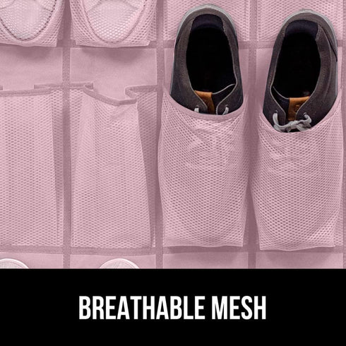 Gorilla Grip Slip Resistant Breathable Space Saving Mesh Large 24 Pocket Shoe Organizer, Up to 40 Pounds, Over the Door, Sturdy Closet Storage Rac...