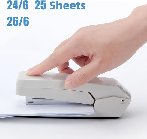 Deli/EZWORK Swing-Arm Swivel Stapler, 25 Sheets Capacity, 360 Degree Rotate Desk Staplers with 1000 Staples for Booklet or Book Binding, White...