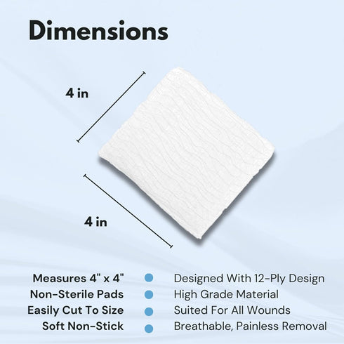 Dealmed 4" x 4" Surgical Sponges, 12-Ply, Absorbent Woven Gauze Pads, Non-Sterile Wound Care for First Aid Kit and Medical Facilities, 200 Count (...