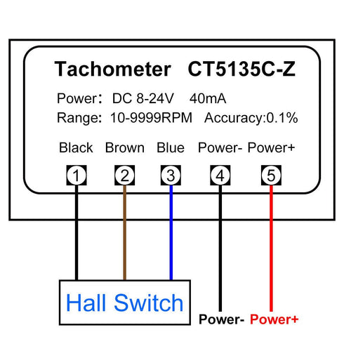 4 Digital Red LED Tachometer RPM Gauge Speed Meter with Hall Magnet Sensor NPN-NO Switch for Lathe Conveyor Belt...