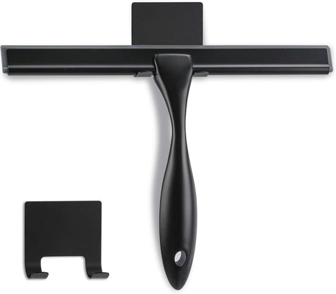 Shower Squeegee, 10-Inch Matte Black Squeegee, All-Purpose Stainless Steel Squeegee for Bathroom, Shower Doors, Mirrors, Tiles and Car Windows - 1...