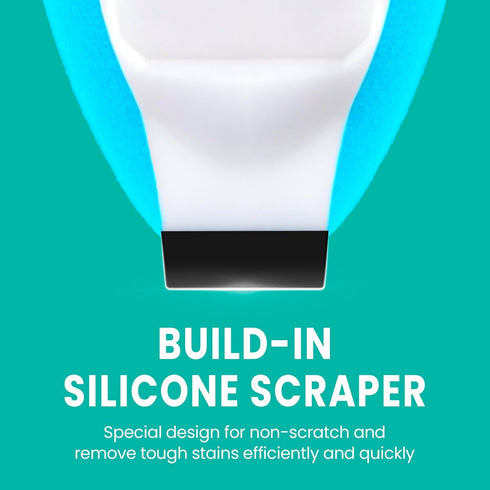 HELIME Heavy Duty Dishwand Sponge Refills, 2in1 Dish Wand Replacement Heads with Silicone Scraper, Non Scratch Dishwashing Brushs Scrubbers Soap D...