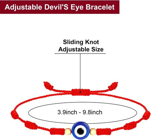 2 Pieces Evil Eye Bracelets, Handmade Mal De Ojo Bracelet, Adjustable Red String Eye Bracelets Jewelry Gift For Women Men...