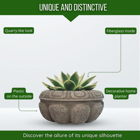 Elly Décor Plastic Cantera Planter 10x5 in. Pot Cantera Design Decorative for Indoor and Outdoors Plants Round Flower Pot White cantera...