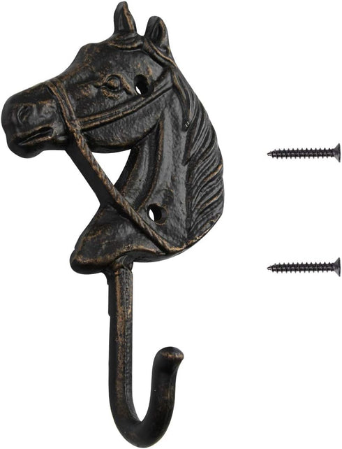 Coat Hook Hat Hook Vintage Wrought Iron Wall Mounted Screws Included Wall Hook (Horse)...