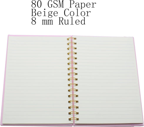 Spiral Notebook with Bandage and Inner Pockets, A5 PU Hardcover 8mm Ruled 70 Sheets/140 Pages Journals for Study and Office (Pink)...