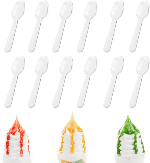 500PCS Clear Plastic Cutlery, Disposable Small Spoons Silverware, Plastic Utensil for Tasting Dessert Jelly Pudding Yogurt Ice Cream Cake Appetize...