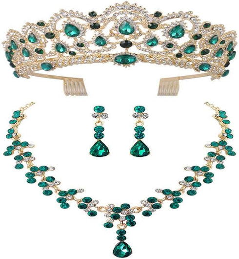 Holibanna Rhinestone Jewelry Set for Bridal Crown Necklace Earrings Wedding Jewelry Set Tiaras Jewelry Set for Party Banquet Ball...