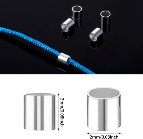2000 PCS Crimp Beads for Jewelry Making, Teaaha 2mm Crimping Beads Silver Plated Brass Tube Beads Column Stoppers,Tube Crimp End Beads for Earring...