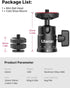 Mini Ball Head, ULANZI H28 Panoramic Tripod Head + Dual Hot Shoe Mount DSLR Camera Mount Adapter Photograph Attachment Accessories for Gopro Cam C...