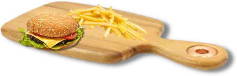TableCraft Collection Smooth Bread Board with Brushed Nickel Eyelet, Acacia Wood, 26.5 x 18.5 x 1.5 cm...