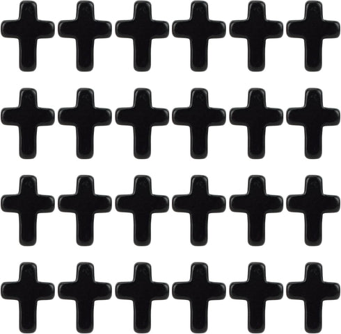 SUNNYCLUE 1 Box 40Pcs Black Cross Beads Easter Turquoise Cross Beads Bulk Mini Stone Gemstone Bead Small Spacer Bead for Jewelry Making Charms Ros...