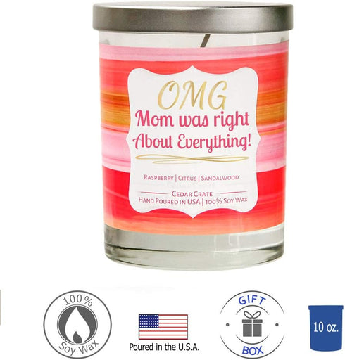 Funny Candle - OMG Mom was Right About Everything! - Best Mom Candles from Daughter, Son, Candle Gifts for Women, Luxury Scented, Decorative Aroma...