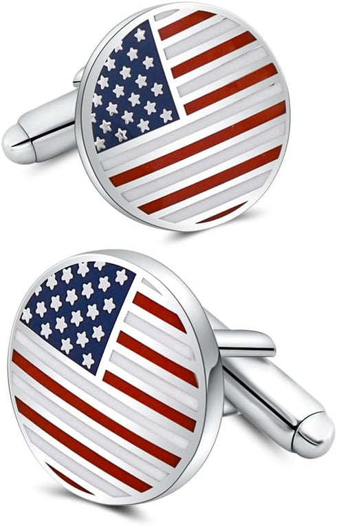 Mr.Van American Flag Cufflinks Platinum Plated Enamel USA Flag Cuff links Men's Accessories Gift for Men...