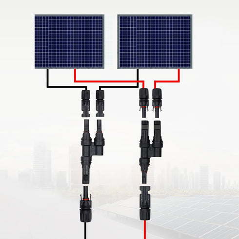 4 PCS Solar Branch Connectors 1500V DC,IP67 Waterproof T Connector for Parallel Connection Between Solar Panels FMM+MFF (2Pairs)...