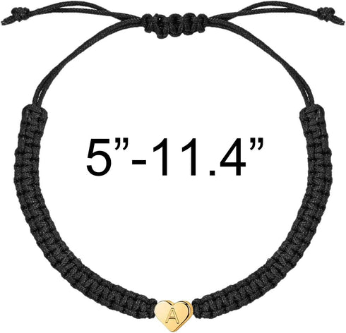 14K White Gold Plated Initial Heart String Bracelets for Women Men Handmade Rope Braided Bracelet Minimalist Jewelry Matching Couple Bracelets...