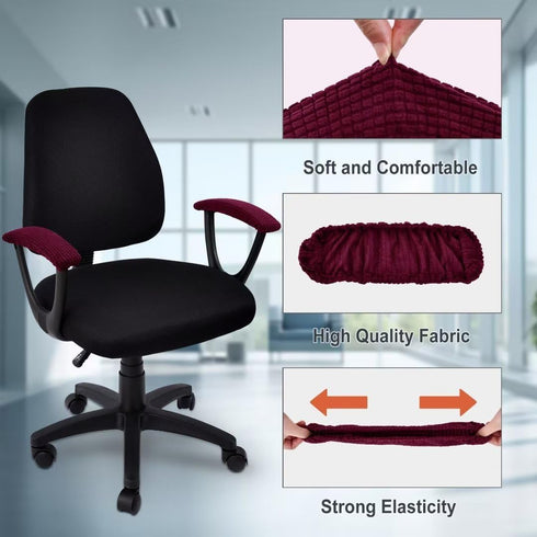 SARAFLORA Office Chair-Arm Cover Stretchable Stain Resistant Spandex Stretch Computer Chair Slipcover for Desk Chairs Arm, Burgundy...