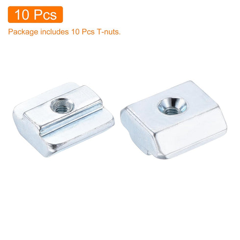 uxcell 10Pcs M4 T Nut Tee Sliding Slot Nuts, T-Slot Nut Hammer Nut Block Square Nut Fastener Carbon Steel Nickel Plated for Aluminum Extrusion Pro...