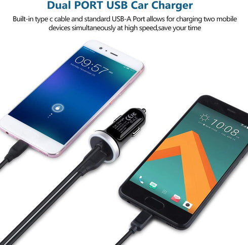 Fast Car Charger for Samsung Galaxy S24 S23 S22 S21 S20 Note 20 S10 S9 S8 A54 A14 A53 A23 A13 A03S Z Fold 5 4 Z Flip 5 4 A12 A32, 3.4A USB C Car A...