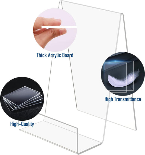 TRIMOU Clear Acrylic Book Stand with Ledge - Display Easel for Books, Pictures, Albums, Comic Books, CDs, Artworks, Tablets or Other Items (Small)...