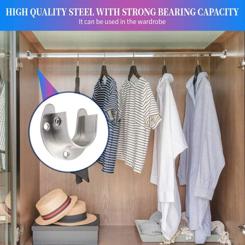 Creatyi Heavy Duty Closet Rod Holders with 1 1/4 Inch Rod Supports (2 PCS, Silver)...