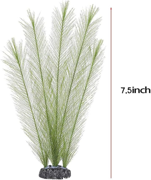 3 Pcs Fish Tank Aquarium Decorations Artificial Plants, Plastic Artificial Water Plants for Aquarium, Green, 7.5"...
