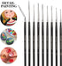Dainayw Fine Detail Paint Brush Set - 9 Pieces Miniature Brushes for Watercolor, Acrylic Painting, Airplane Kits, Face, Nail, Scale Model Painting...