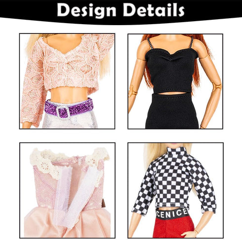 New Modern Doll Clothes and Accessories - 39 Items Gift Set , 10 Sets Modern Series Fashion Outfit Include 5 Dresses, 5 Top 5 Pants and 3 Swimsuit...