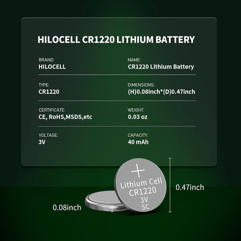 CR1220 3V Lithium Battery 15 Pack, Long-Lasting CR 1220 Batteries Equivalent...