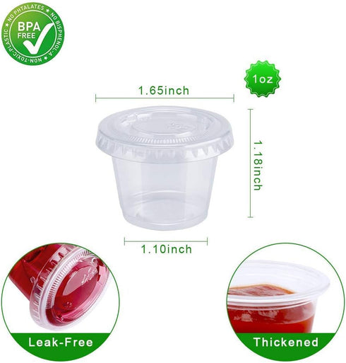 200-1oz Clear Polypropylene Small Plastic Containers | cups | with lids...